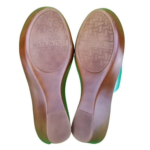 ✅Italian Shoemakers Blue Wedge Sandals Casual Slides Women's 8.5M Made in Italy - Picture 3 of 16